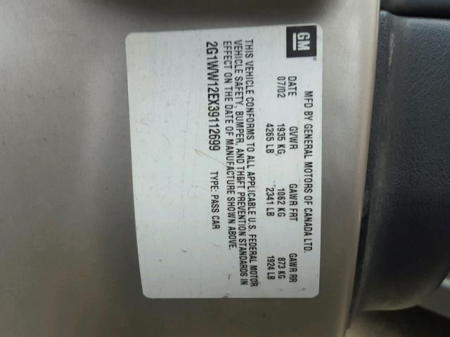 2G1WW12EX39112699 - 2003 CHEVROLET MONTE CARL 棕色 照片 10