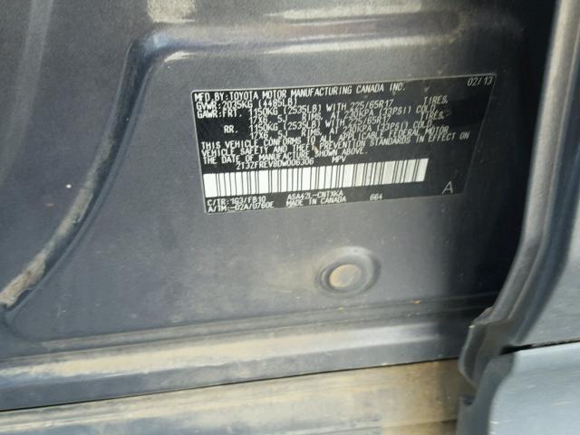 2T3ZFREV8DW006306 - 2013 TOYOTA RAV4 灰色 照片 10