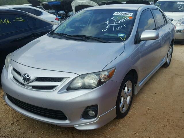 2T1BU4EE1BC655429 - 2011 TOYOTA COROLLA SILVER photo 2