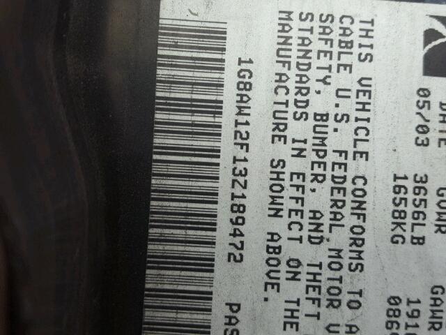 1G8AW12F13Z189472 - 2003 SATURN ION LEVEL ORANGE photo 10