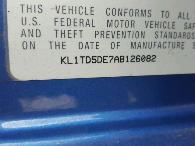 KL1TD5DE7AB126082 - 2010 CHEVROLET AVEO LS BLUE photo 10