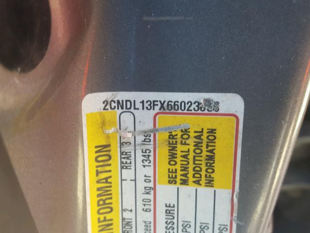 2CNDL13FX66023036 - 2006 CHEVROLET EQUINOX GRAY photo 10