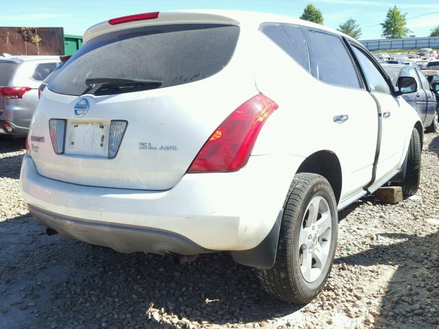 JN8AZ08W35W400193 - 2005 NISSAN MURANO WHITE photo 4