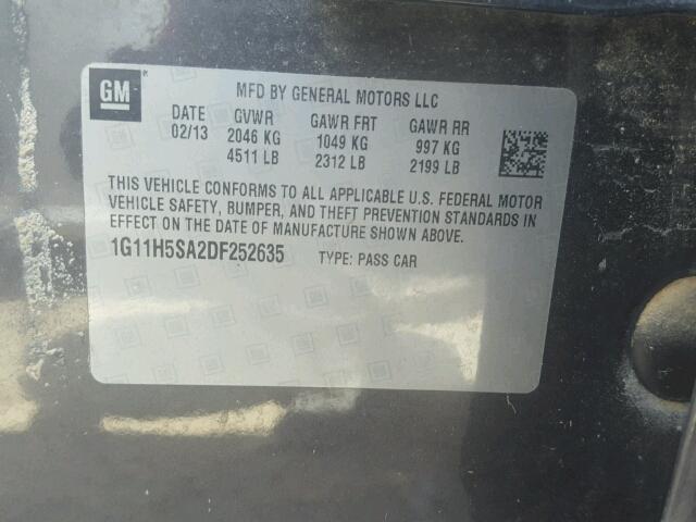 1G11H5SA2DF252635 - 2013 CHEVROLET MALIBU LTZ CHARCOAL photo 10