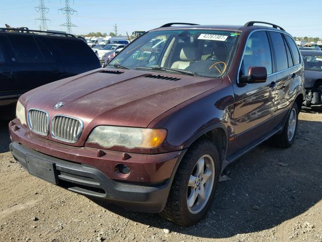 WBAFB33511LH24793 - 2001 BMW X5 MAROON photo 2