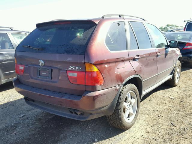 WBAFB33511LH24793 - 2001 BMW X5 MAROON photo 4