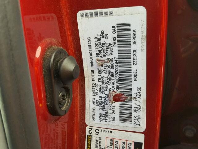 1NXBR32E58Z001847 - 2008 TOYOTA COROLLA CE RED photo 10