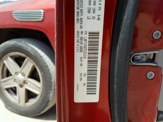 1J8FT47W97D161218 - 2007 JEEP COMPASS RED photo 10