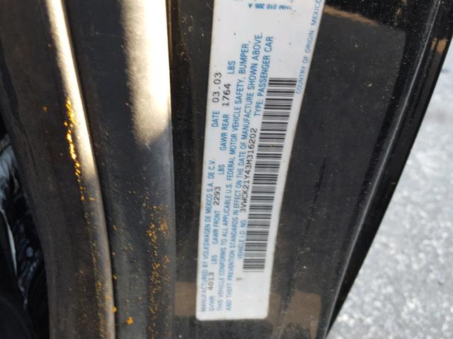 3VWCK21Y43M316202 - 2003 VOLKSWAGEN NEW BEETLE Qara foto 10