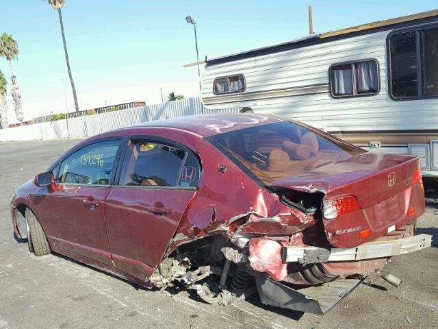 2HGFA16546H515461 - 2006 HONDA CIVIC LX BURGUNDY photo 3