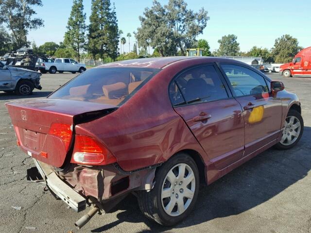 2HGFA16546H515461 - 2006 HONDA CIVIC LX BURGUNDY photo 4