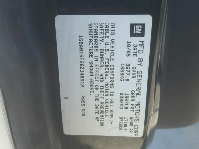 1G8AN15F26Z148612 - 2006 SATURN ION LEVEL SILVER photo 10