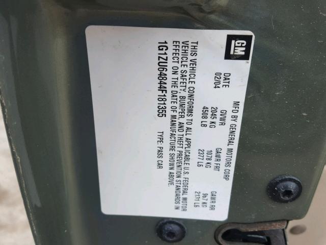 1G1ZU64844F181355 - 2004 CHEVROLET MALIBU MAX 绿色 照片 10