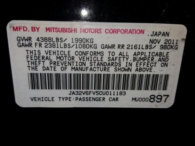 JA32V6FV5CU011183 - 2012 MITSUBISHI LANCER RAL BLACK photo 10