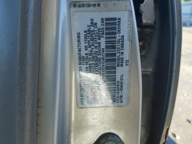 2T1BR12E41C451744 - 2001 TOYOTA COROLLA CE SILVER photo 10