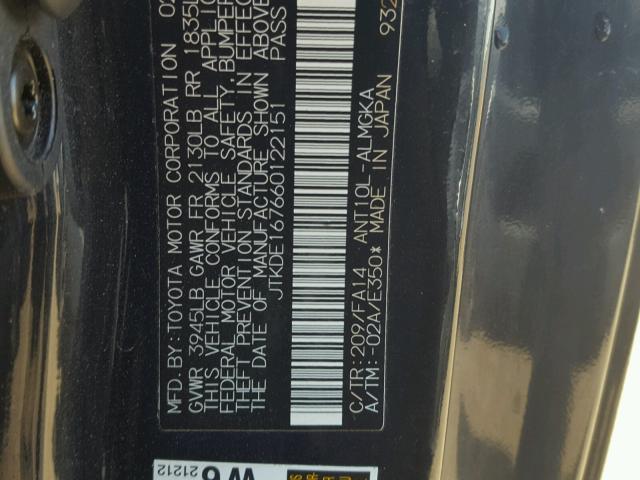 JTKDE167660122151 - 2006 TOYOTA SCION TC 黑色 照片 10