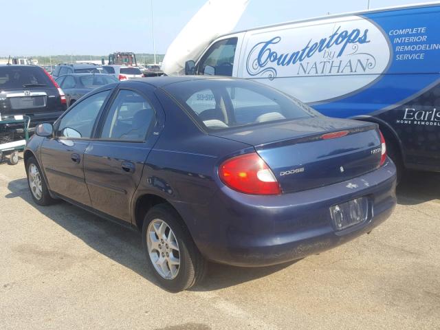 1B3ES46C81D220720 - 2001 DODGE NEON SE BLUE photo 3