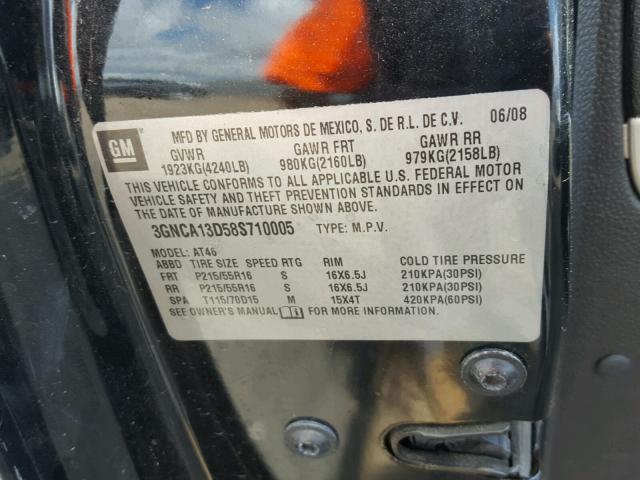 3GNCA13D58S710005 - 2008 CHEVROLET HHR LS Negro foto 10