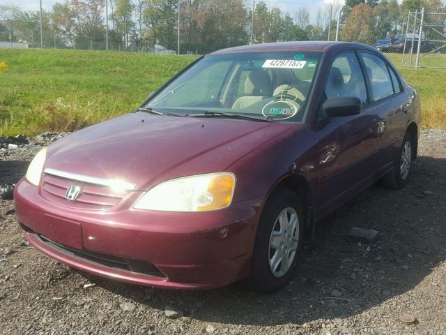 1HGES16503L024781 - 2003 HONDA CIVIC LX MAROON photo 2