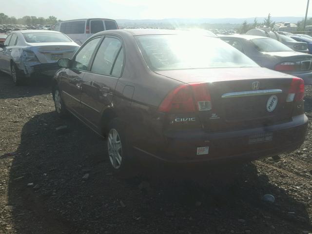 1HGES16503L024781 - 2003 HONDA CIVIC LX MAROON photo 3