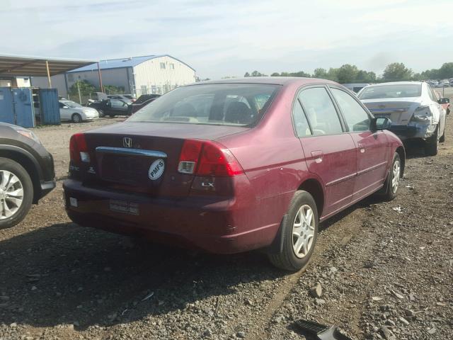 1HGES16503L024781 - 2003 HONDA CIVIC LX MAROON photo 4