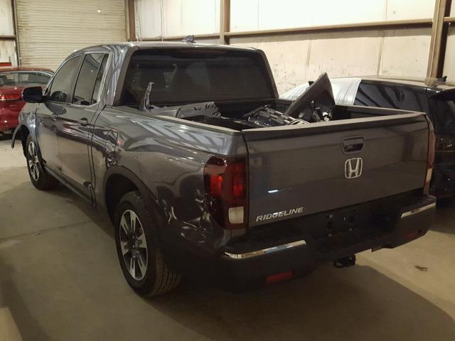 5FPYK2F65HB009821 - 2017 HONDA RIDGELINE GRAY photo 3