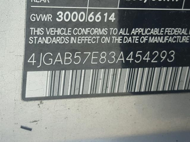 4JGAB57E83A454293 - 2003 MERCEDES-BENZ ML 350 SILVER photo 10