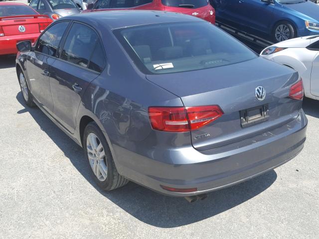 3VW2K7AJ0FM234516 - 2015 VOLKSWAGEN JETTA BASE GRAY photo 3