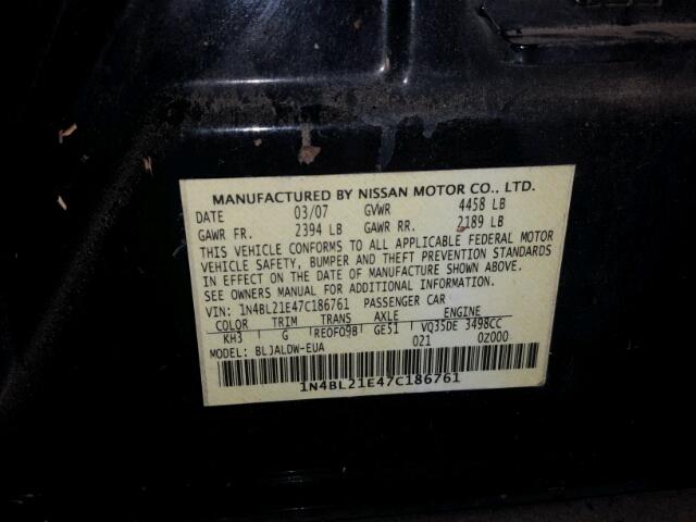 1N4BL21E47C186761 - 2007 NISSAN ALTIMA BLACK photo 10