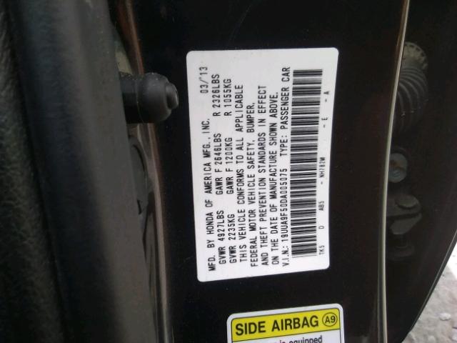 19UUA9F50DA005075 - 2013 ACURA TL TECH GRAY photo 10