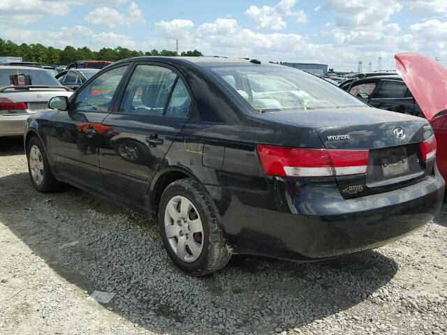 5NPET46C38H312026 - 2008 HYUNDAI SONATA BLACK photo 3