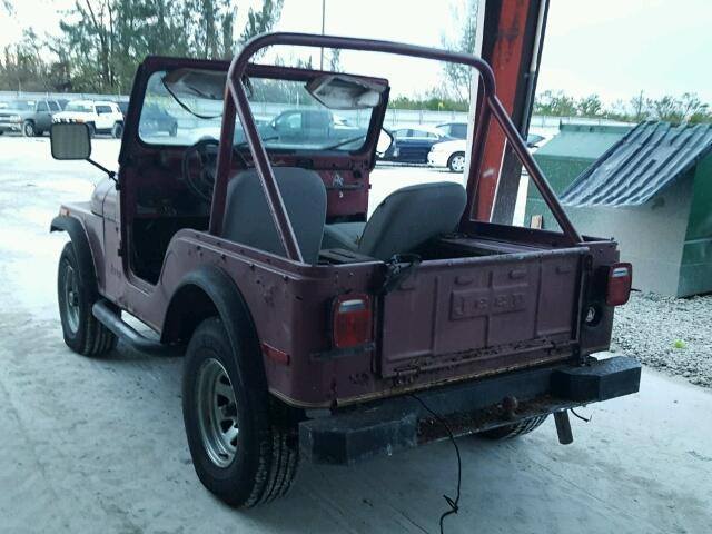 J7F83AA104226 - 1977 JEEP CJ-5 MAROON photo 3