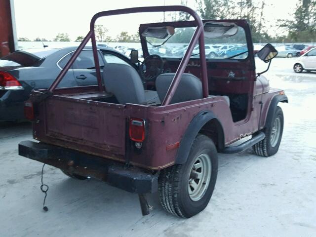 J7F83AA104226 - 1977 JEEP CJ-5 MAROON photo 4