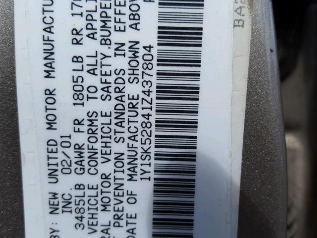 1Y1SK52841Z437804 - 2001 CHEVROLET GEO PRIZM 棕色 照片 10