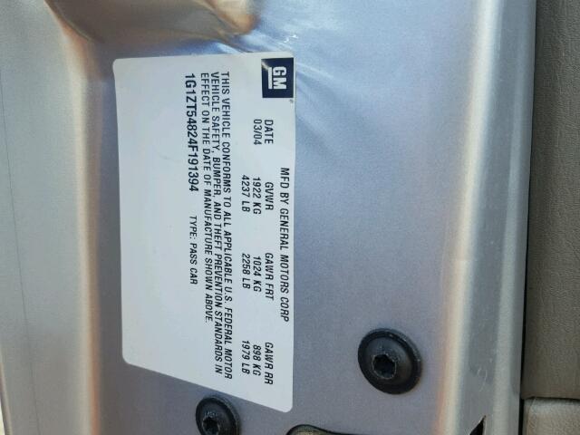 1G1ZT54824F191394 - 2004 CHEVROLET MALIBU LS SILVER photo 10