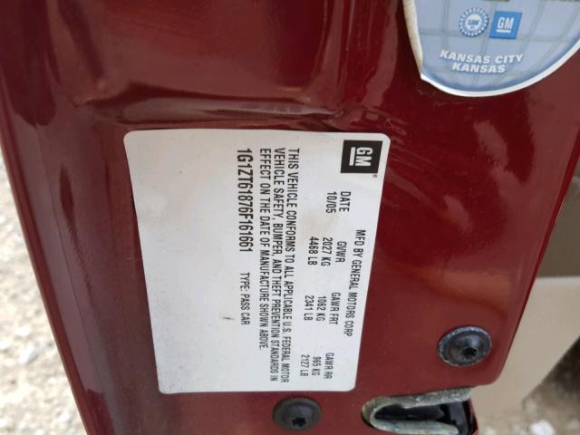 1G1ZT61876F161661 - 2006 CHEVROLET MALIBU MAX RED photo 10