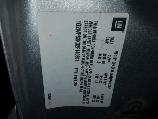 1G2WP52K32F140601 - 2002 PONTIAC GRAND PRIX Արծաթագույն լուսանկար 10