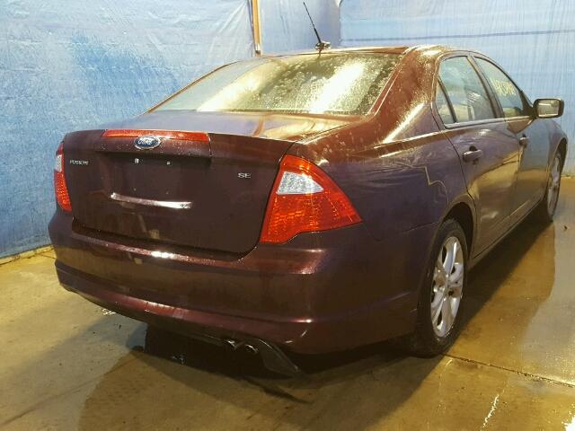 3FAHP0HAXCR234748 - 2012 FORD FUSION SE BURGUNDY photo 4