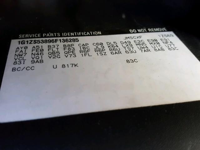 1G1ZS53896F136285 - 2006 CHEVROLET MALIBU LS RED photo 10