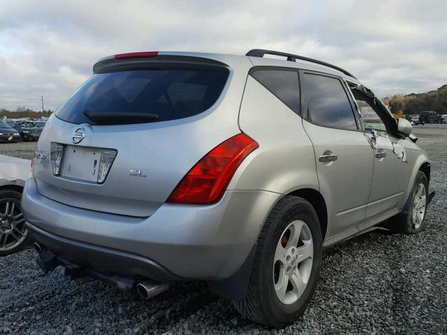 JN8AZ08T14W206184 - 2004 NISSAN MURANO SL SILVER photo 4