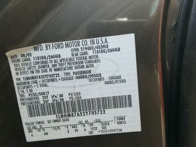 1LNHM87A52Y705722 - 2002 LINCOLN LS 石墨色 照片 10