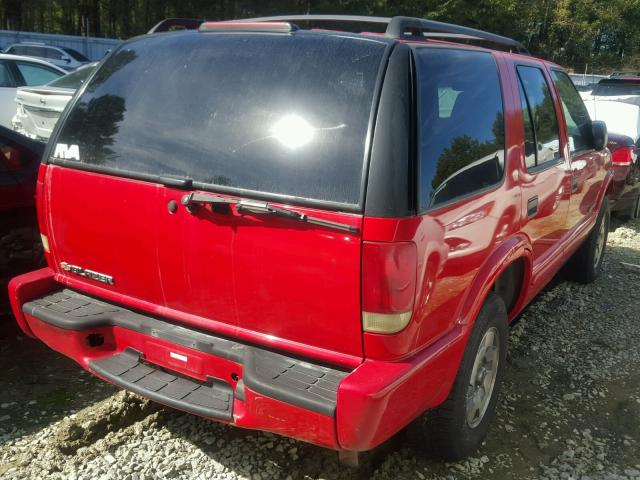 1GNDT13X04K110443 - 2004 CHEVROLET BLAZER RED photo 4