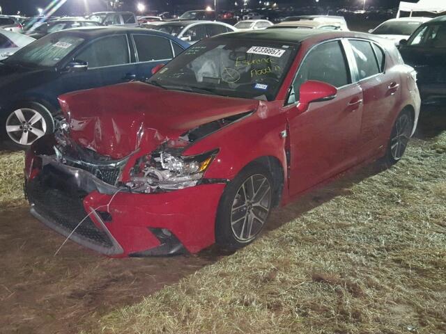 JTHKD5BH3E2195390 - 2014 LEXUS CT 200 RED photo 2