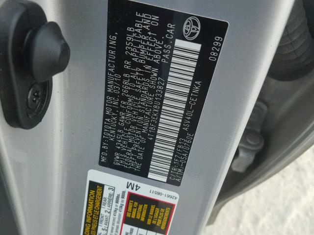 4T1BF3EKXBU133827 - 2011 TOYOTA CAMRY BASE SILVER photo 10