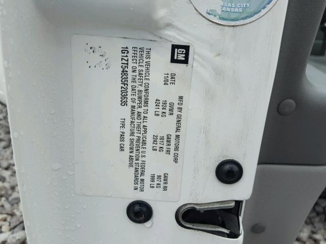 1G1ZT54835F203635 - 2005 CHEVROLET MALIBU LS თეთრი ფოტო 10