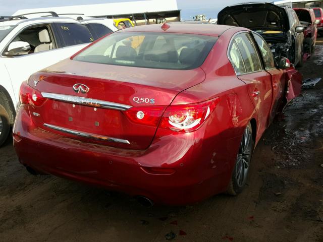 JN1AV7AR3EM700593 - 2014 INFINITI Q50 HYBRID RED photo 4