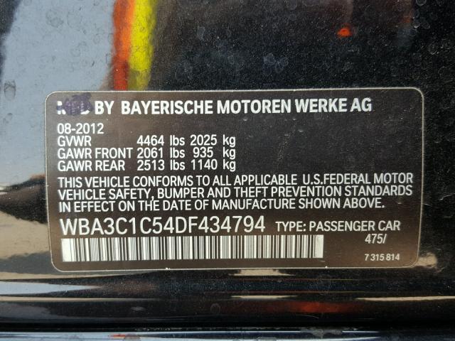 WBA3C1C54DF434794 - 2013 BMW 328 I SULE BLACK photo 10