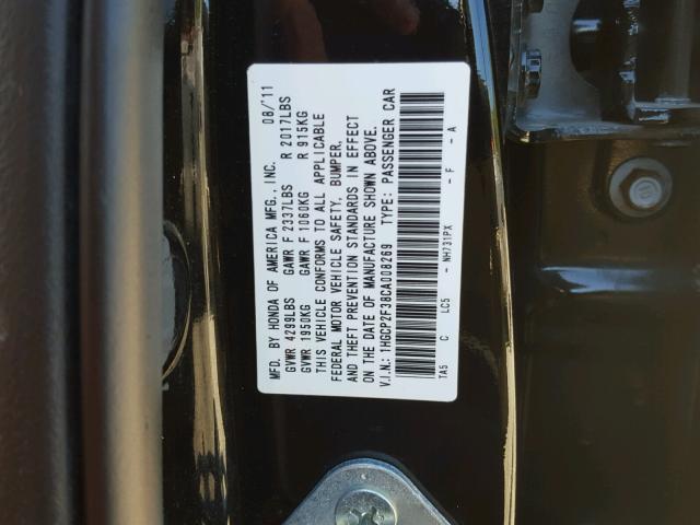 1HGCP2F38CA008269 - 2012 HONDA ACCORD LX BLACK photo 10