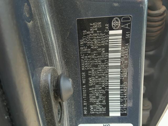 2T1BPRHE9GC637199 - 2016 TOYOTA COROLLA EC 白色 照片 10