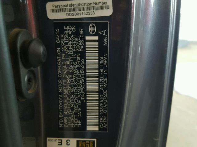 JTKJF5C7XGJ025266 - 2016 TOYOTA SCION TC 灰色 照片 10